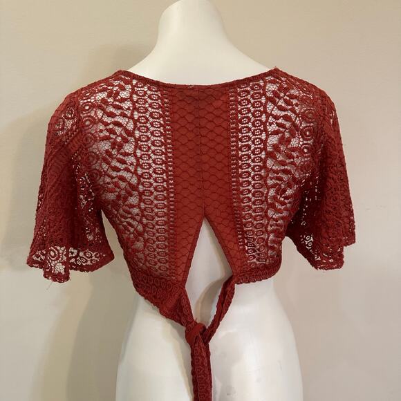 Express Rust Boho Cropped Top sz M - Picture 5 of 6